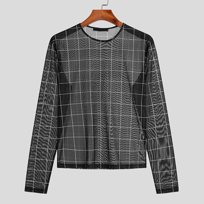 Men's mesh top with a modern checkered pattern and breathable fabric Amarae