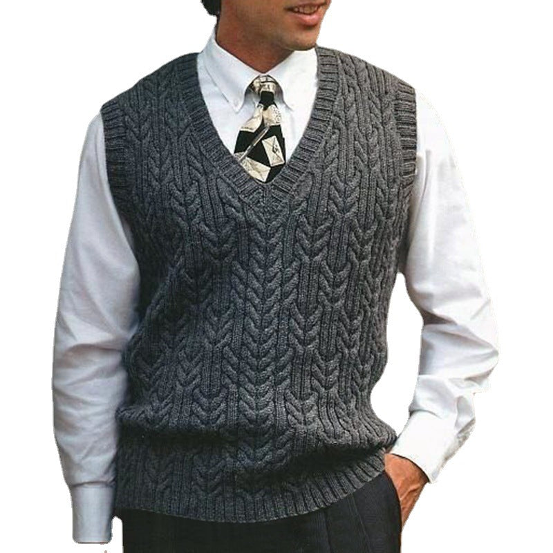 Knitted vest for men with cable knit pattern all over Lune London