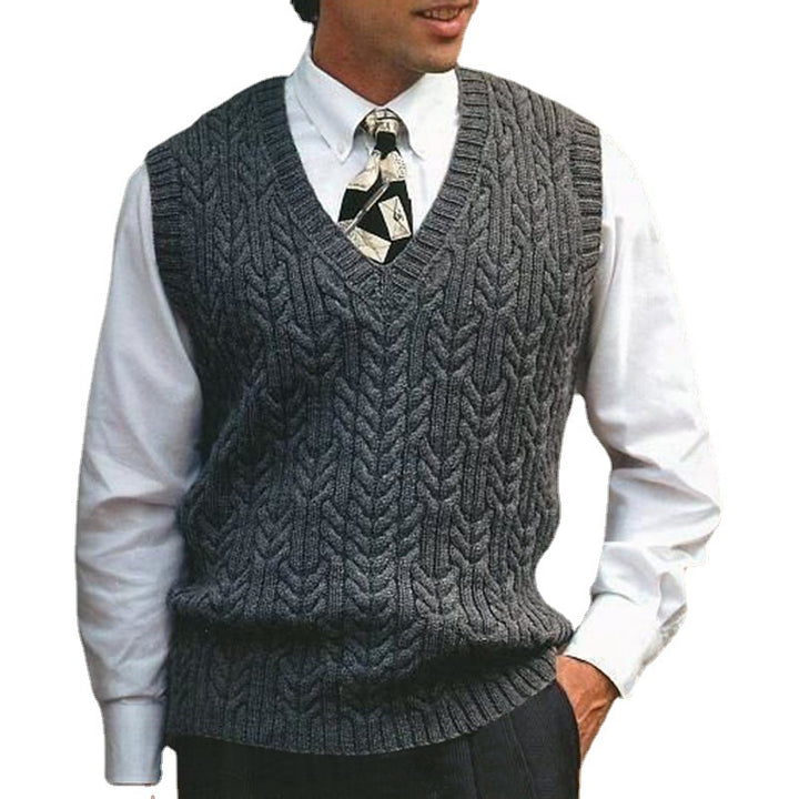 Knitted vest for men with cable knit pattern all over Lune London