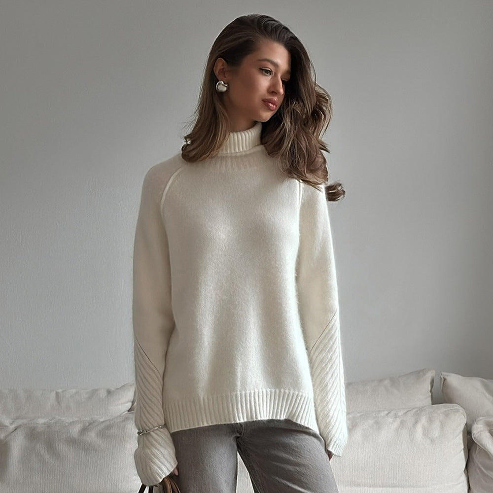 Ladies Comfortable Knit Sweater with Turtleneck Lune London