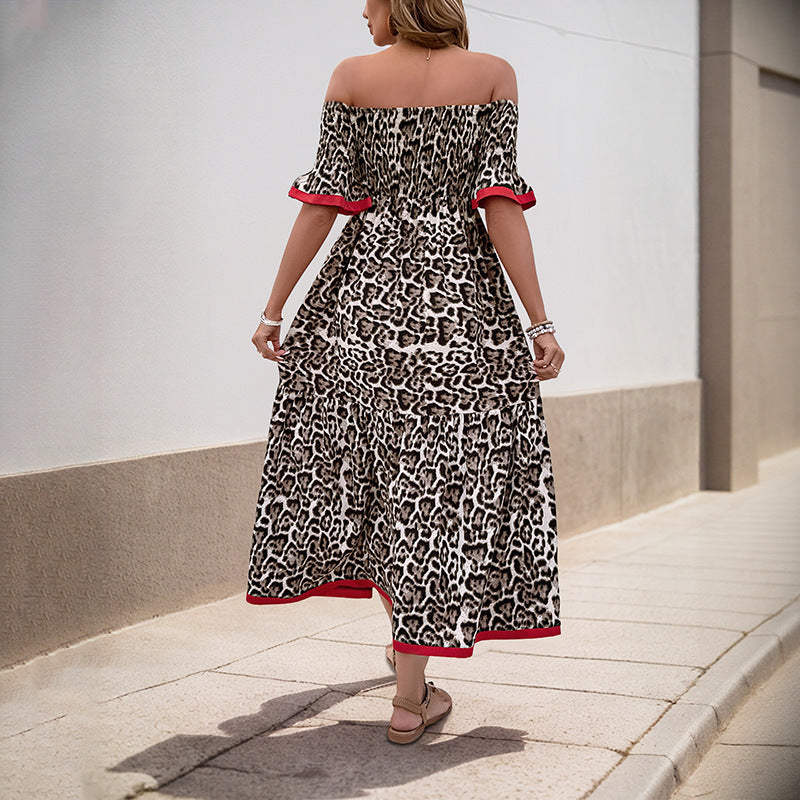 Maxi dress with ruffles and off-the-shoulder for women with detailed ruffled hem Lune London