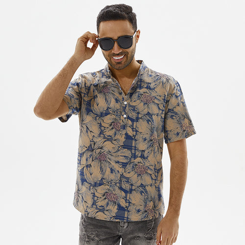 Short-sleeve shirt for men with floral pattern and modern fit Amarae