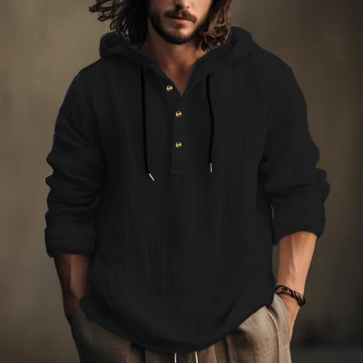 Men's casual hoodie with button placket and comfortable fit Lune London