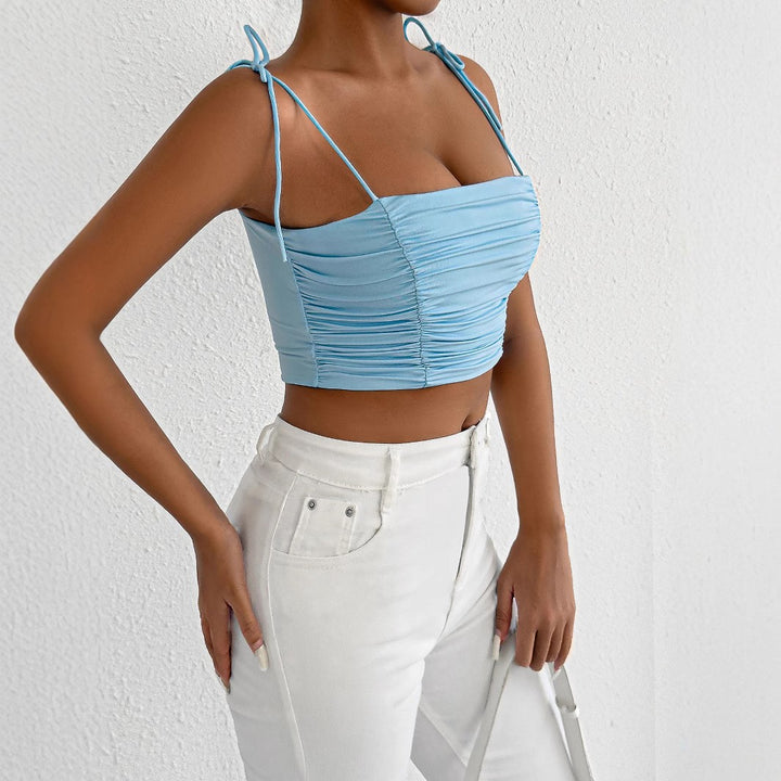 Women's crop top with gathers and adjustable straps Lune London