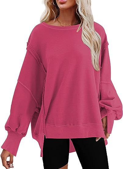 Ladies casual sweatshirt with puff sleeves and side slits Lune London