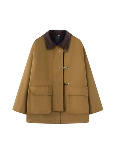 Oversized trench coat for women with classic high collar and practical pockets Amarae