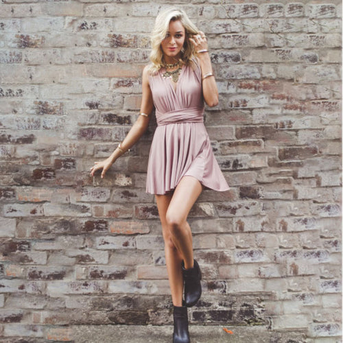 Amarae flared and fitted mini dress