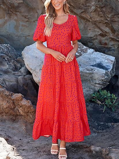 Maxi dress for women with flowing hem and floral pattern Lune London