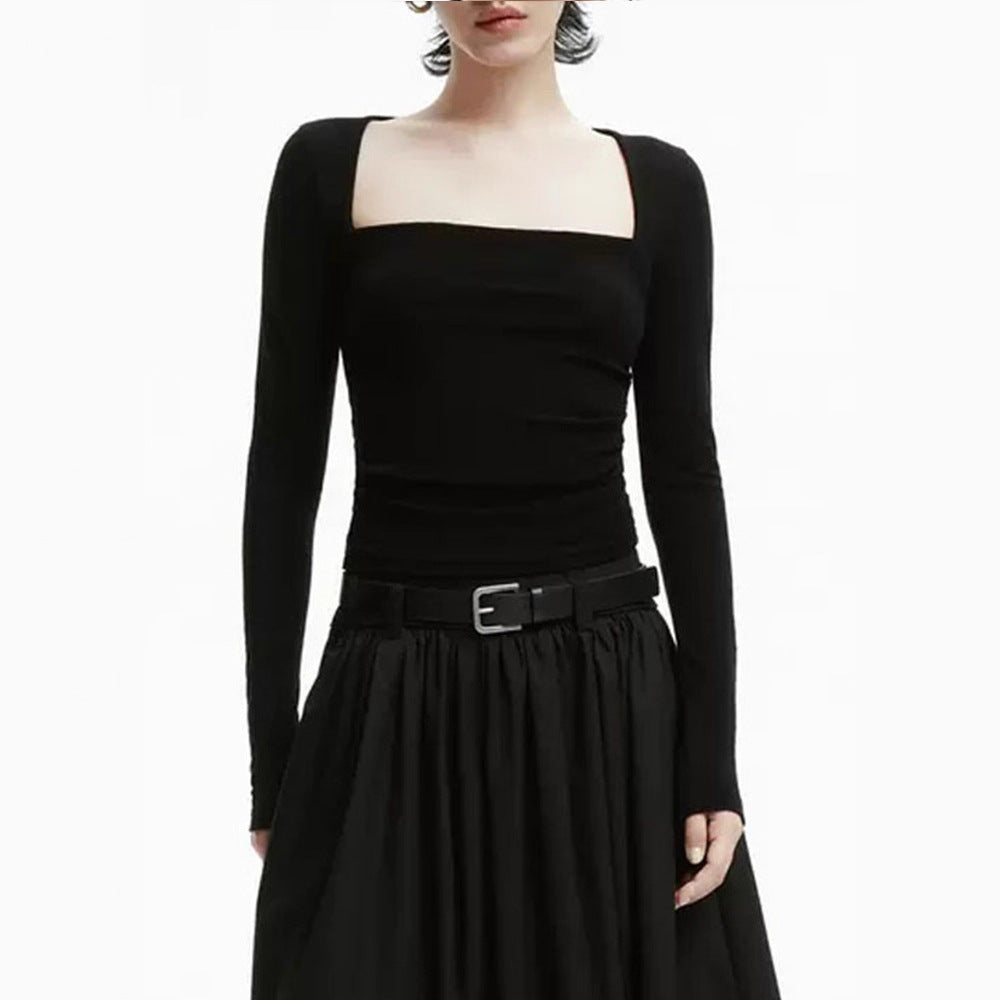 Haut à manches longues pour femmes avec décolleté carré et coupe ajustée Chic & Stil