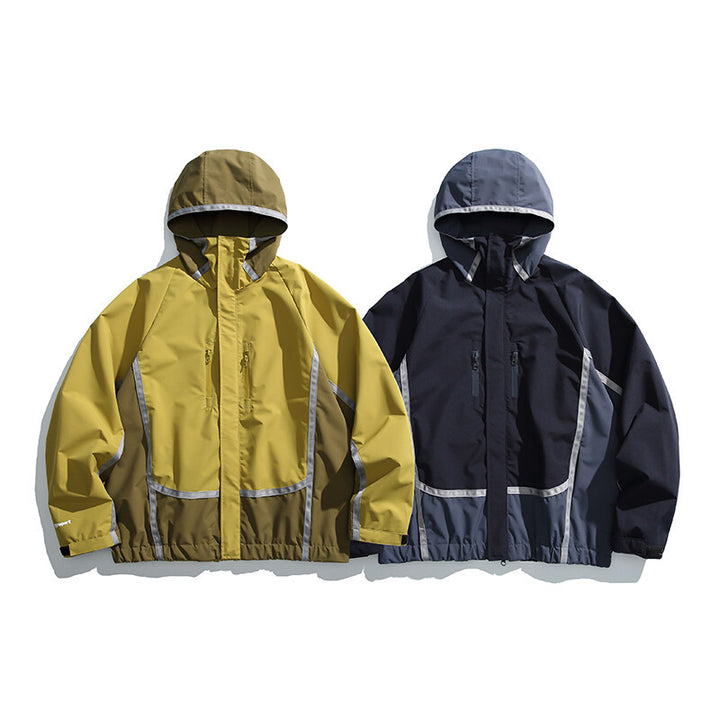 Unisex Water-repellent technical hooded jacket with reflective piping and elastic hem Amarae