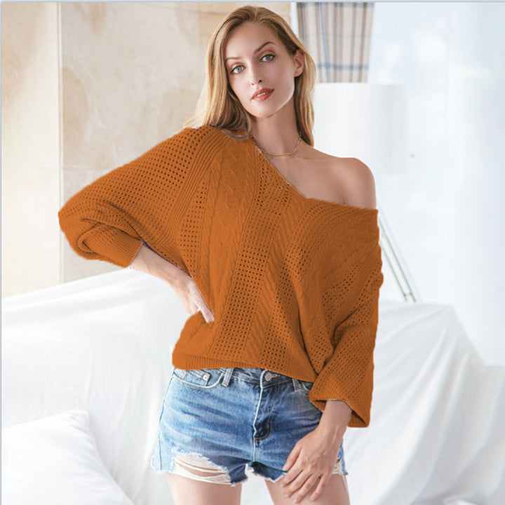 Knit sweater for women with a breathable hole structure and a modern V-neck Lune London