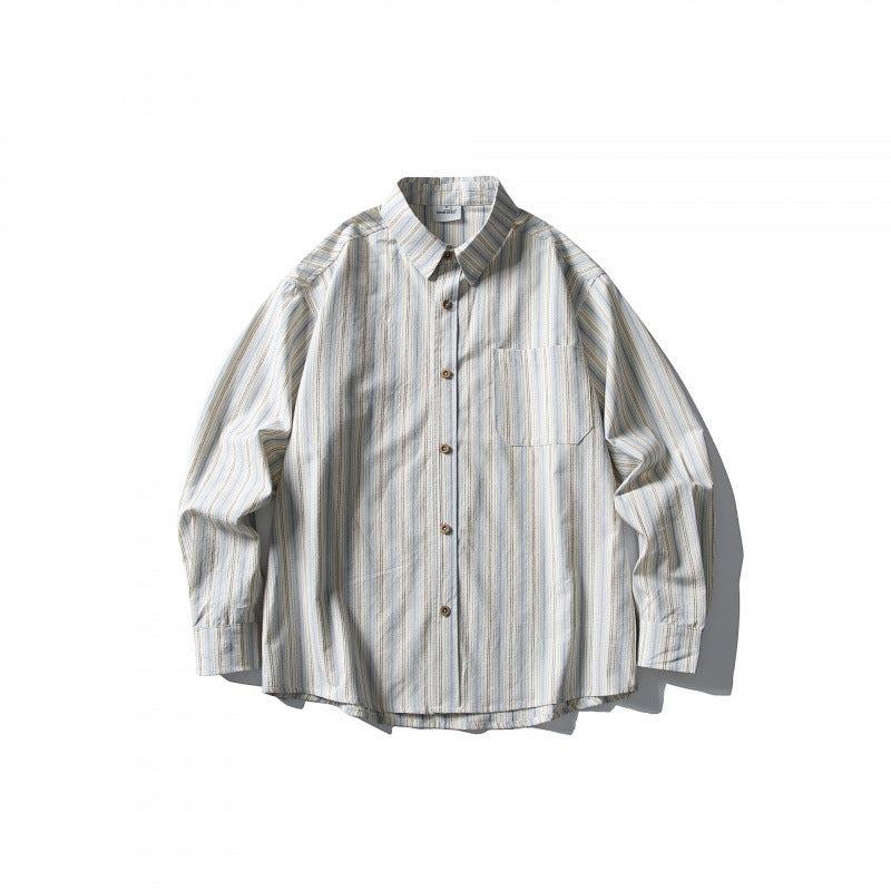 Unisex Casual Oversized Striped Shirt with Boxy Silhouette and Breast Pocket Amarae