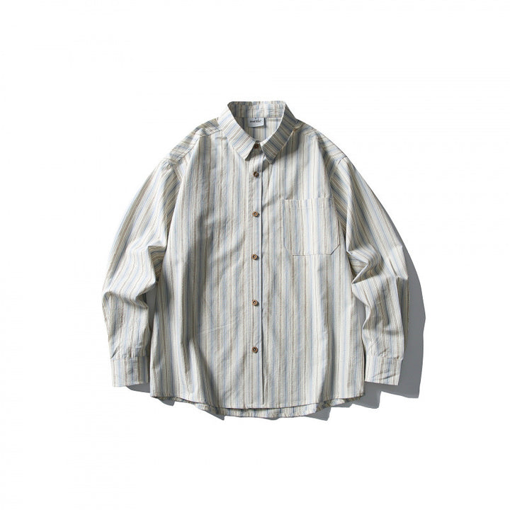 Unisex Casual Oversized Striped Shirt with Boxy Silhouette and Breast Pocket Amarae