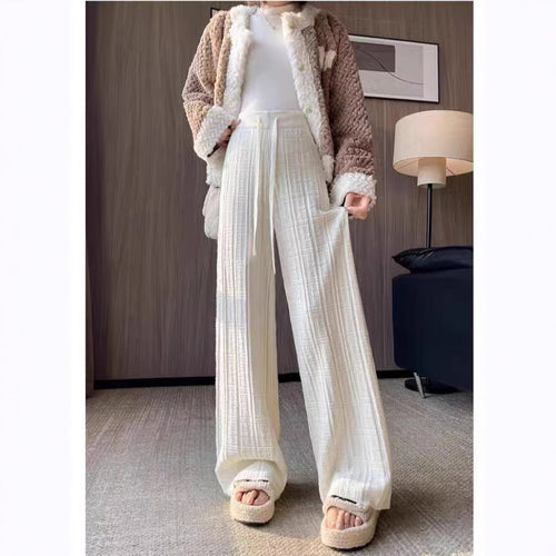 Pantalons d'été amples pour femmes avec taille élastique et motif rayé ferme Chic & Stil