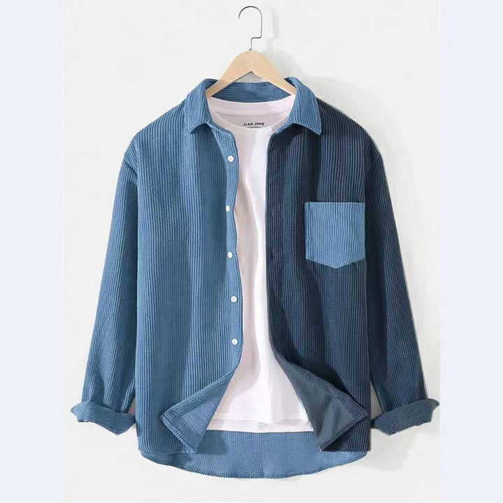Men's corduroy shirt with textured fabric and applied chest pocket Amarae