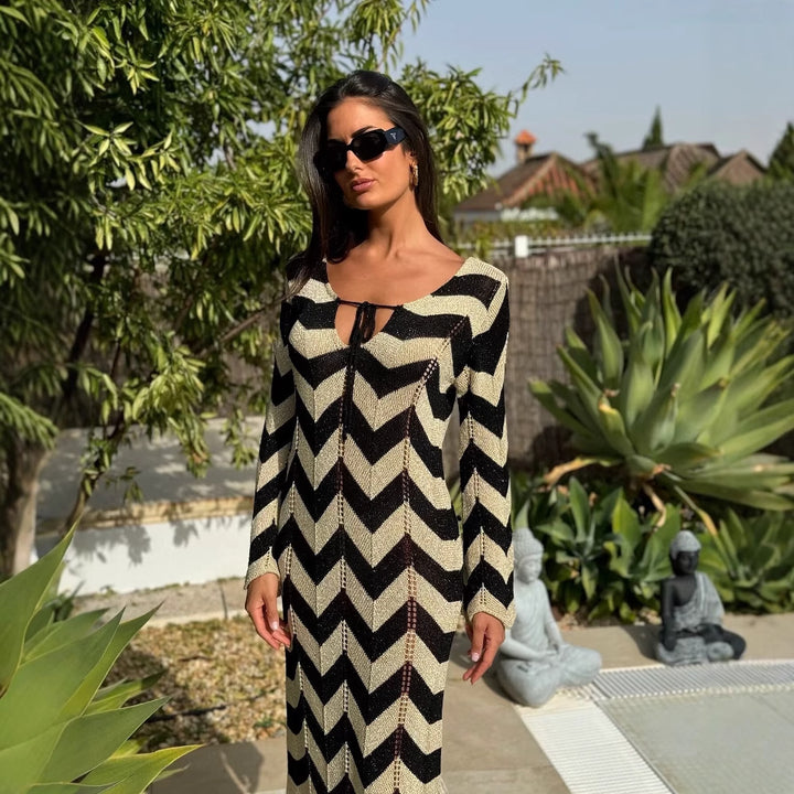Maxi dress for women with zigzag pattern Lune London