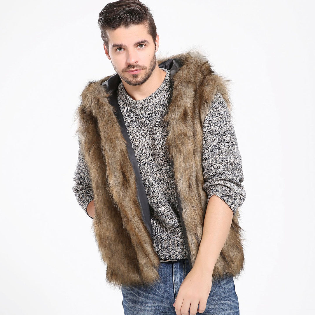 Lune London hooded faux fur jacket for men