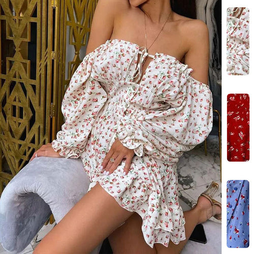 Robe femme décolletée avec motifs floraux et détails froncés Chic & Stil