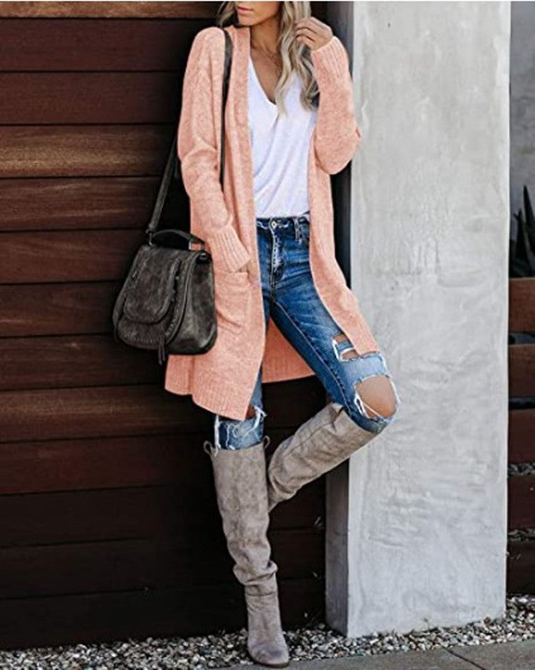 Ladies long open cardigan with relaxed cut Lune London