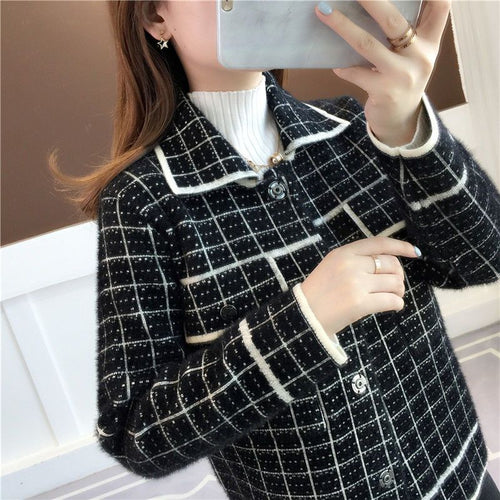 Veste à carreaux élégante pour femmes avec design texturé et poches pratiques Chic & Stil