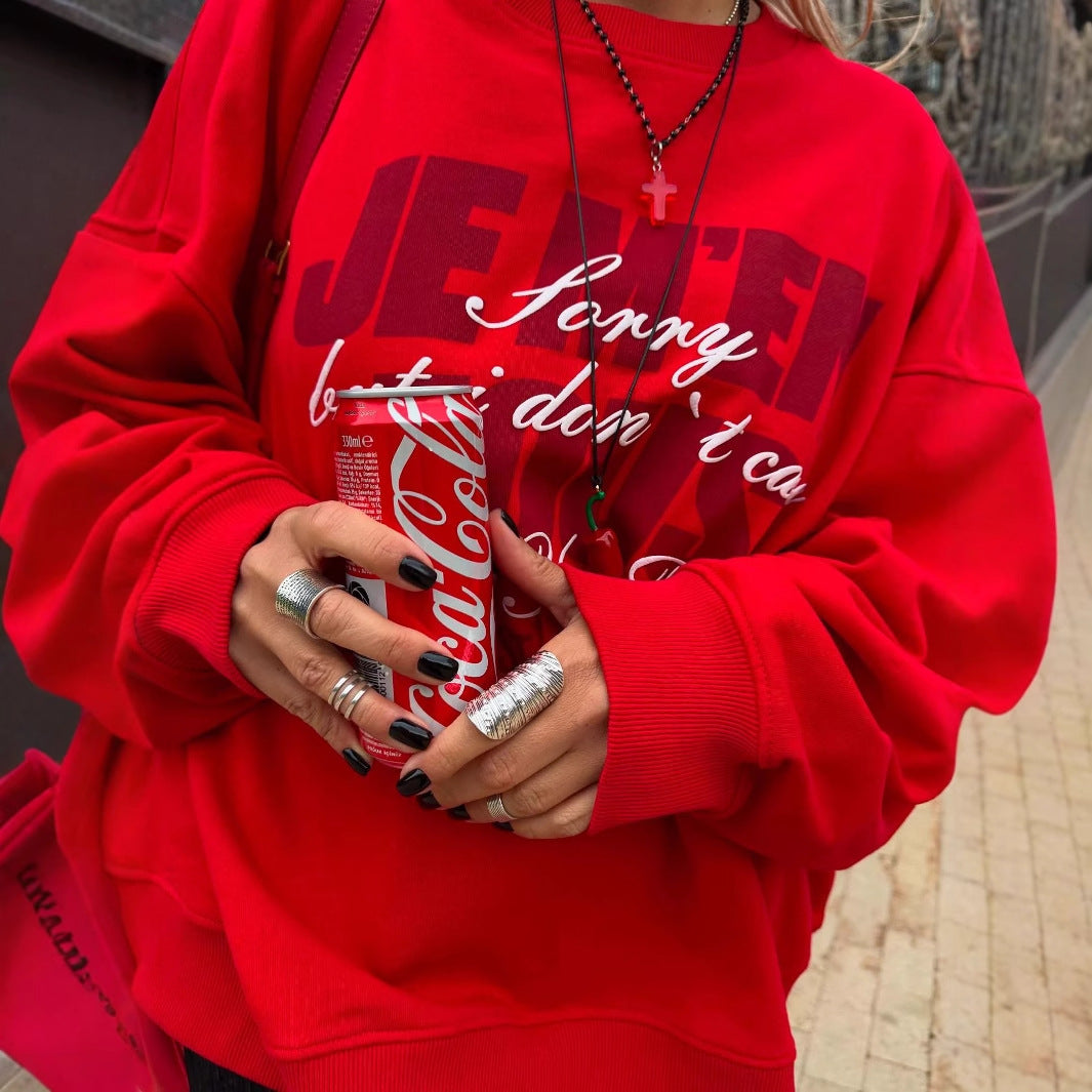 Women’s sporty sweatshirt with catchy inscription and casual fit Lune London