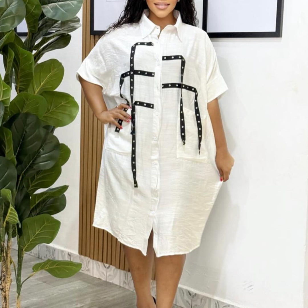 Oversized blouse for women with trendy details and contrasting straps Lune London