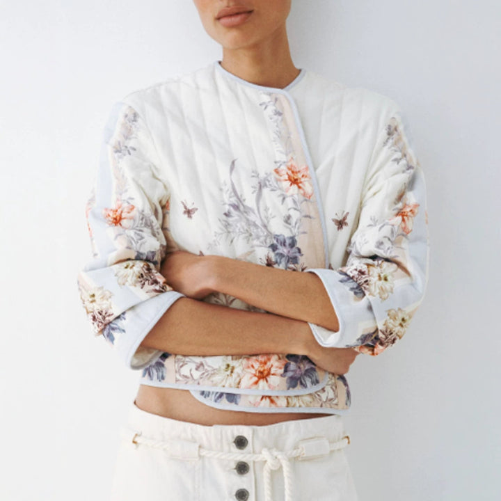 Women Two-Piece Floral Boucle Jacket and Pleated Mini Skirt Set Amarae