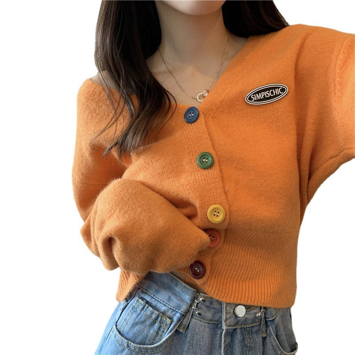 Cardigan femme avec des boutons colorés et décolleté en V Chic & Stil