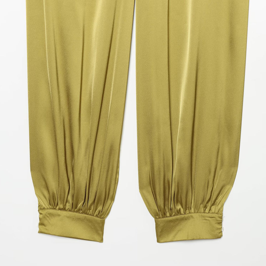 Women's Casual Harem Pants with Leopard Print, Loose Fit and Elastic Cuffs