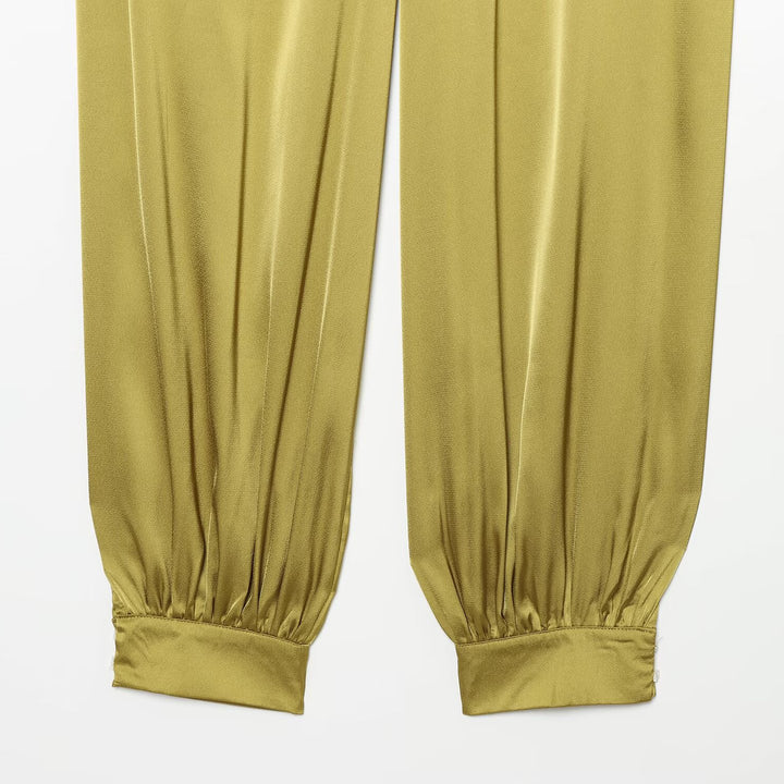 Women's Casual Harem Pants with Leopard Print, Loose Fit and Elastic Cuffs