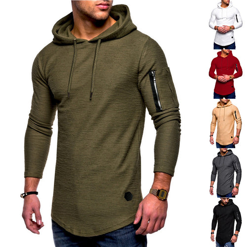 Men's hooded sweatshirt with asymmetric cut and zip pocket Amarae