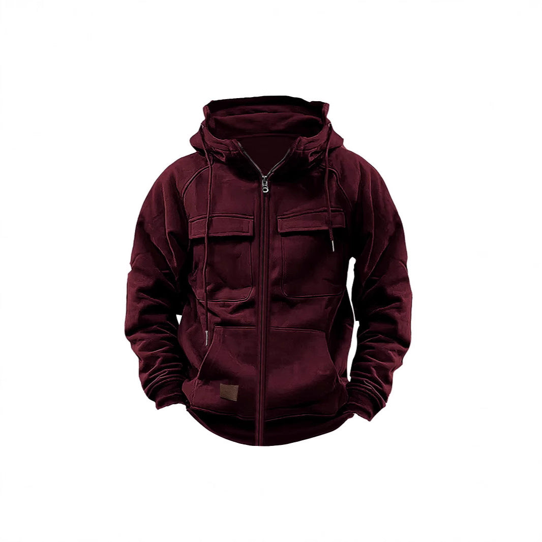 Fleece jacket for men with high collar and practical pockets Lune London