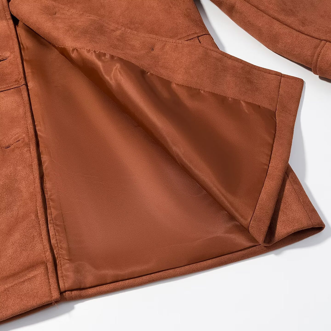 Veste en suède pour femmes avec poches pratiques et coupe classique Chic & Stil