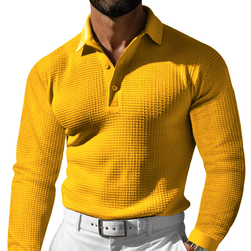 Stylish long sleeve men's t-shirt with structured design and modern button placket Amarae
