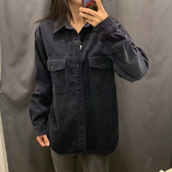 Veste en corduroy décontractée pour femmes avec poches poitrine pratiques Chic & Stil