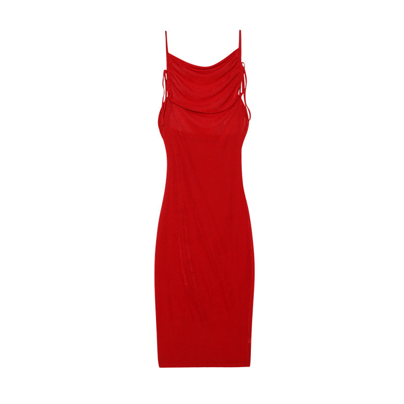 Fitted dress with ruffles for women with adjustable straps Lune London