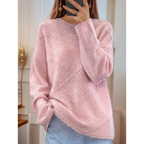 Soft knit sweater for women with refined textured patterns and a relaxed fit Amarae