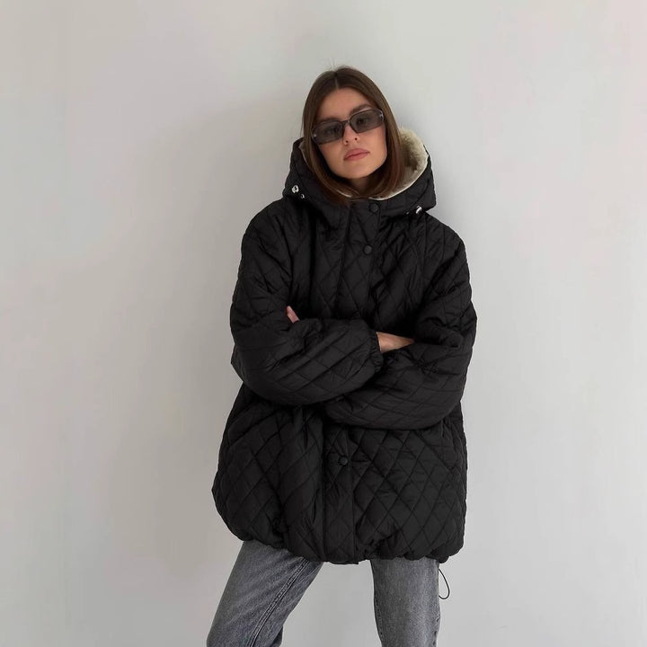Ladies quilted parka with a high collar and soft lining Lune London