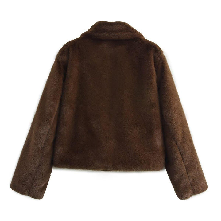 Ladies faux fur jacket with classic lapels and soft interior Amarae