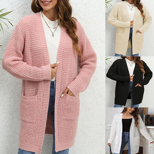 Knitted cardigan for women with fixed pockets and relaxed fit Amarae