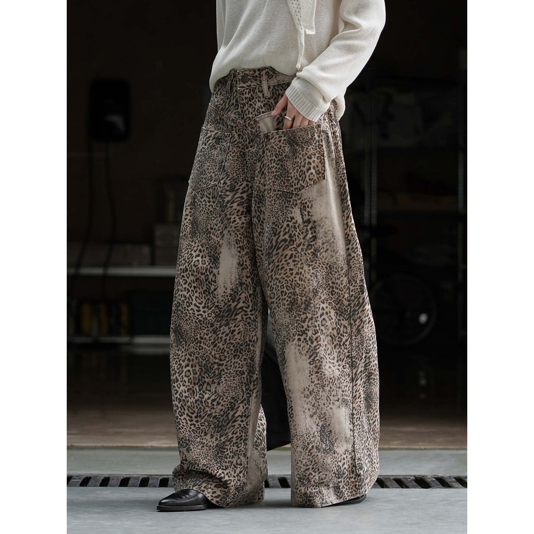 Women’s Palazzo Pants with Leopard Print, High Waist and Large Patch Pockets Amarae