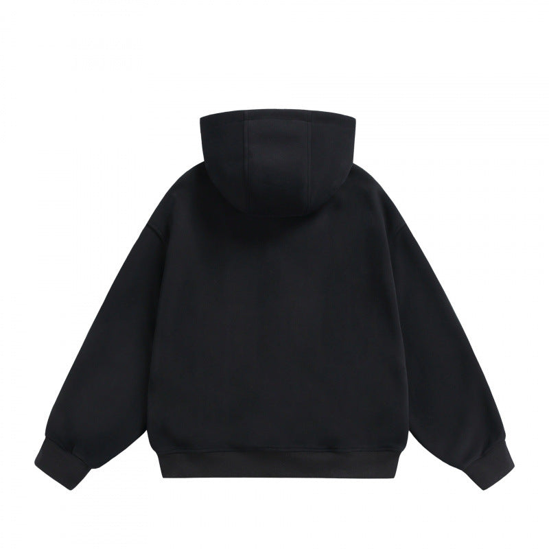 Unisex Boxy Hoodie Jacket with Two-Way Zipper and Geometric Seam Details Amarae