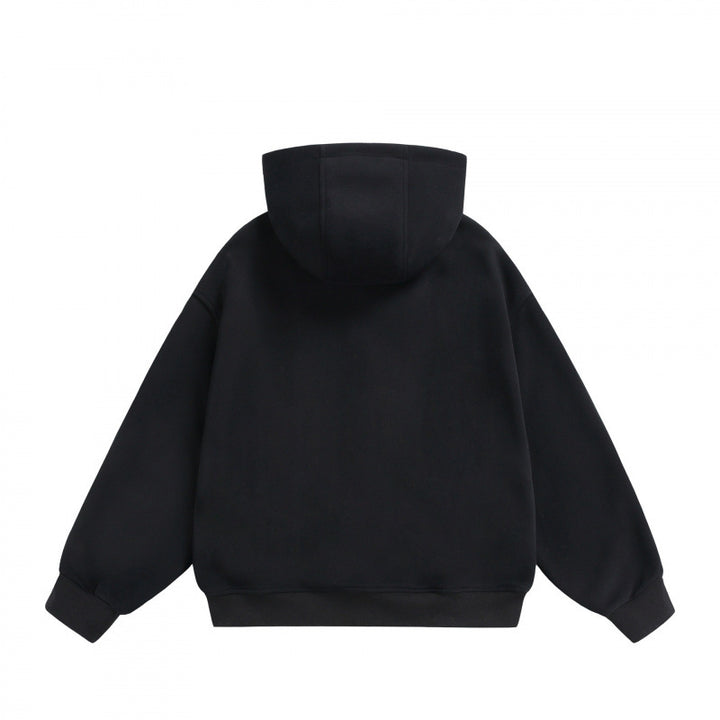 Unisex Boxy Hoodie Jacket with Two-Way Zipper and Geometric Seam Details Amarae