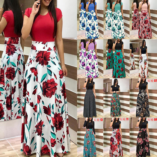 Women's Elegant Maxi Dress with Graphic Print and Flexible Waist Amarae