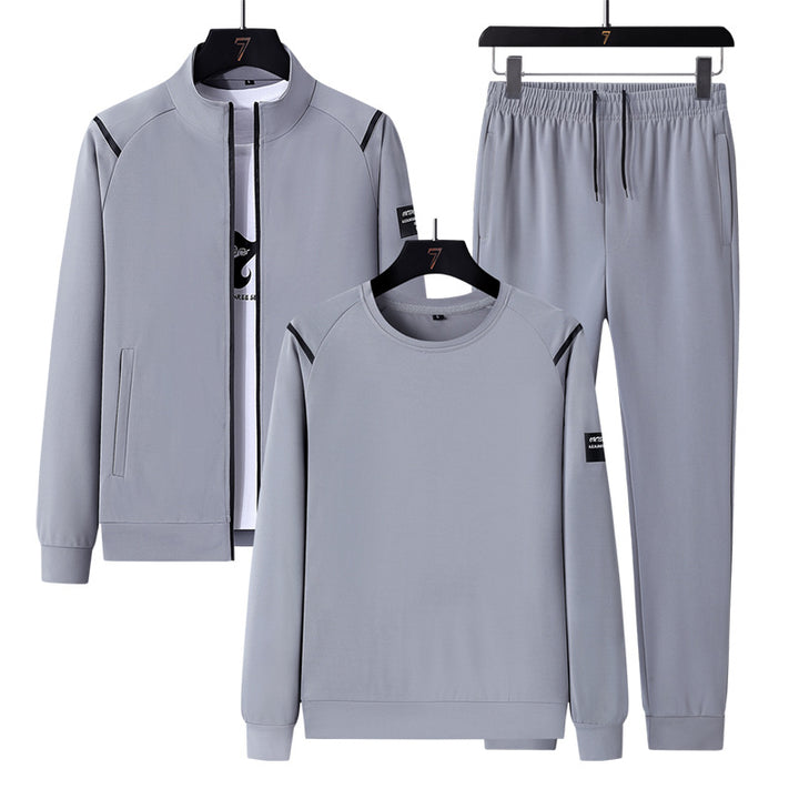 Men's sporty tracksuit set with zip jacket, round neck sweatshirt and slim fit jogging pants Amarae