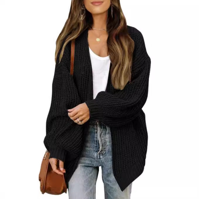 Chunky knit women's jacket with dropped shoulders and relaxed fit Lune London
