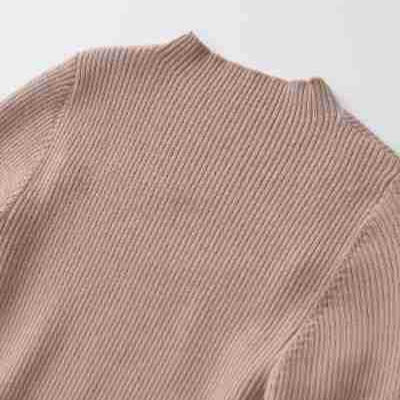 Women's Ribbed Stretch Fine Knit Sweater with Chest Cut-Out and Decorative Buttons Amarae