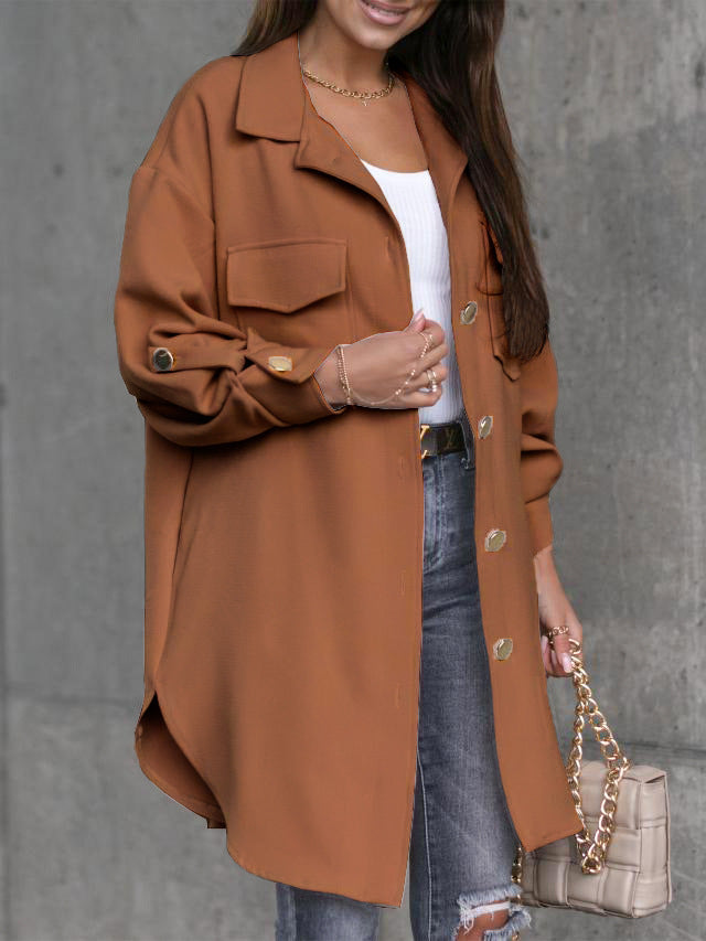 Chic oversized shirt jacket for women with pockets and button details Lune London