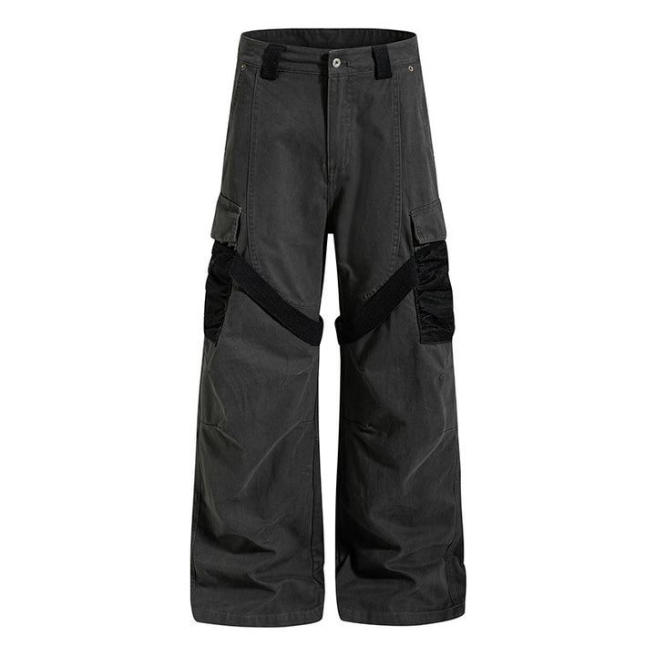 Women's Wide Cargo Palazzo Pants with Utility Pockets and Mesh Insets Amarae