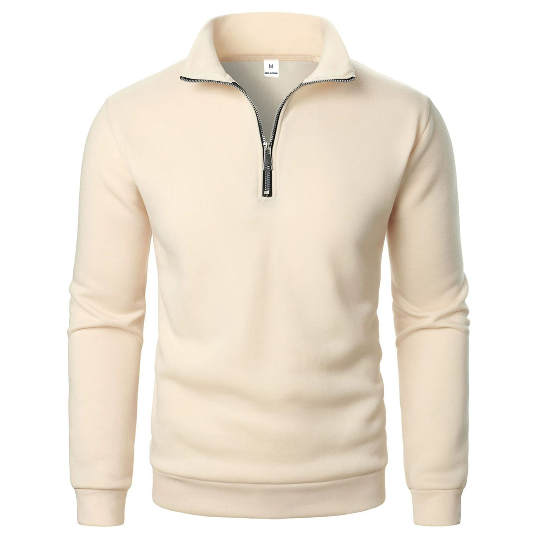 Men's fleece pullover with practical stand-up collar and zipper Chic & Stil